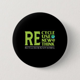 Recycle Reuse Renew Rethink Crisis Environmental A 6 Cm Round Badge