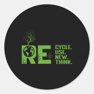 Recycle Reuse Renew Rethink Crisis Environmental A Classic Round Sticker