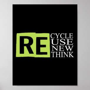 Recycle Reuse Renew Rethink Crisis Environmental A Poster