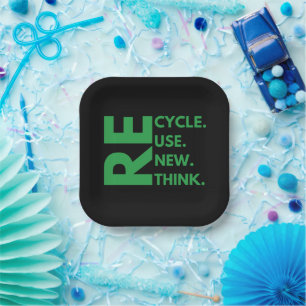 Recycle Reuse Renew Rethink Earth Day Environment Paper Plate