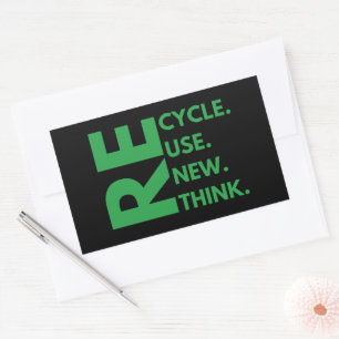 Recycle Reuse Renew Rethink Earth Day Environment Rectangular Sticker