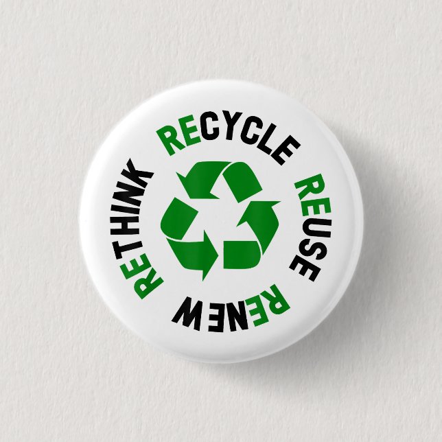 Recycle Reuse Renew Rethink Earth Day Environmenta 3 Cm Round Badge (Front)