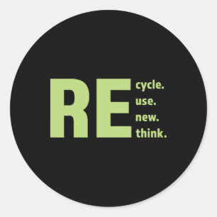 Recycle Reuse Renew Rethink Earth Day Environmenta Classic Round Sticker