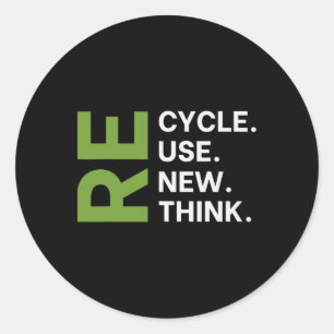 Recycle Reuse Renew Rethink Earth Day Environmenta Classic Round Sticker