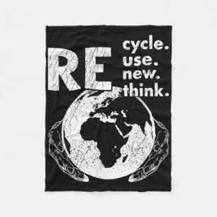 Recycle Reuse Renew Rethink Earth Day Environmenta Fleece Blanket