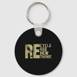 Recycle Reuse Renew Rethink Earth Day Environmenta Key Ring