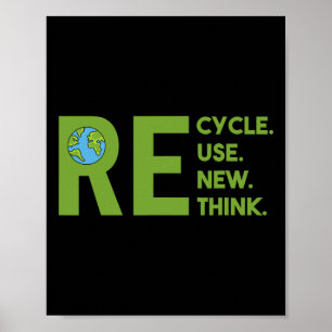 Recycle Reuse Renew Rethink Earth Day Environmenta Poster