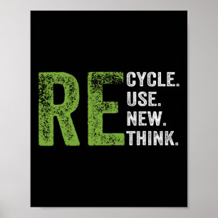 Recycle Reuse Renew Rethink Earth Day Environmenta Poster