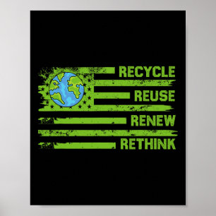 Recycle Reuse Renew Rethink Earth Day Environmenta Poster