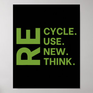 Recycle Reuse Renew Rethink Earth Day Environmenta Poster