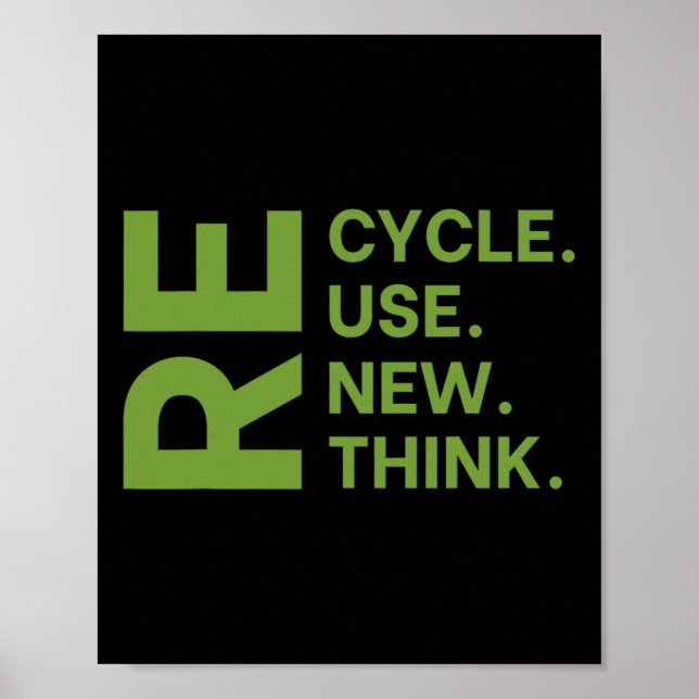 Recycle Reuse Renew Rethink Earth Day Environmenta Poster (Front)