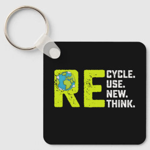 Recycle Reuse Renew Rethink Earth Day Key Ring