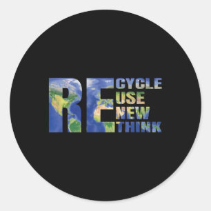 Recycle Reuse Renew Rethink Eco-friendly Earth Day Classic Round Sticker