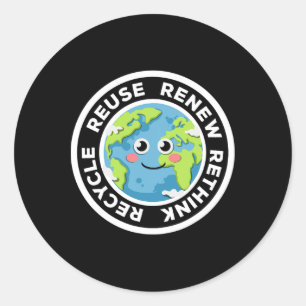 Recycle Reuse Renew Rethink Environmental Activism Classic Round Sticker