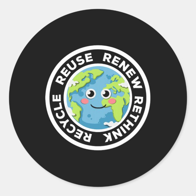 Recycle Reuse Renew Rethink Environmental Activism Classic Round Sticker (Front)