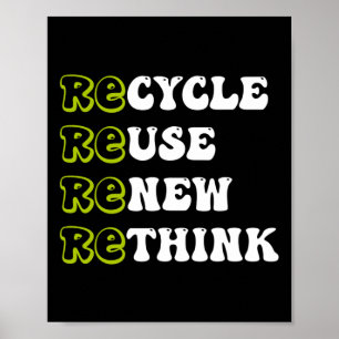 Recycle Reuse Renew Rethink For Earth Day Recyclin Poster