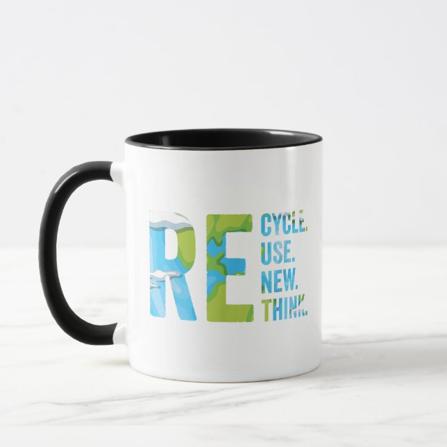Recycle Reuse Renew Rethink For Earth's Day 2023 Mug (Left)
