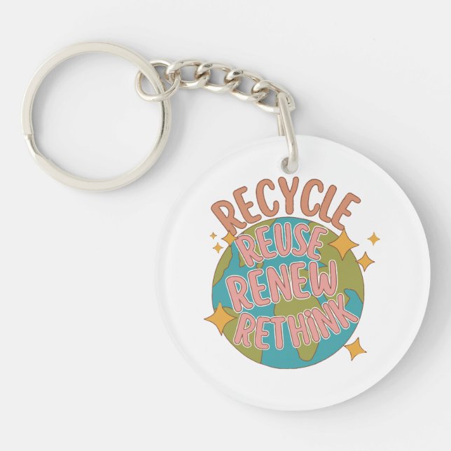 Recycle reuse Renew rethink  Key Ring (Front)