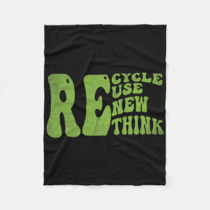Recycle Reuse Renew Rethink Retro Groovy Earth Day Fleece Blanket