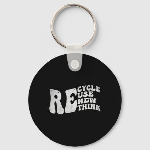 Recycle Reuse Renew Rethink Retro Groovy Earth Day Key Ring