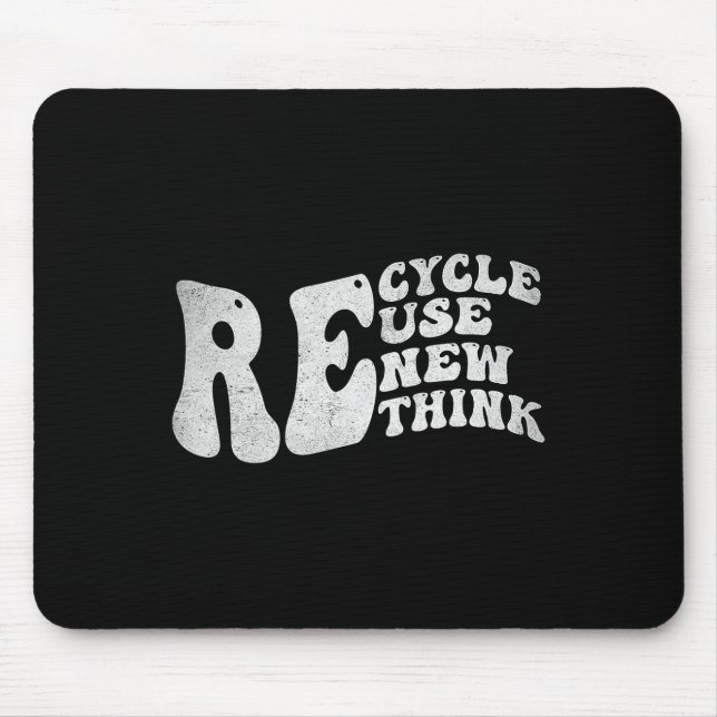 Recycle Reuse Renew Rethink Retro Groovy Earth Day Mouse Mat (Front)
