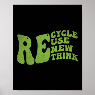 Recycle Reuse Renew Rethink Retro Groovy Earth Day Poster