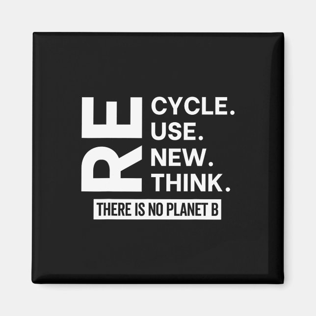 Recycle Reuse Renew Rethink There Is No Planet B E Magnet (Front)