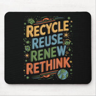 Recycle Reuse Renew Rethink Tie Dye Quote Mouse Mat