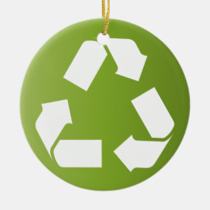 RECYCLE SYMBOL CERAMIC TREE DECORATION