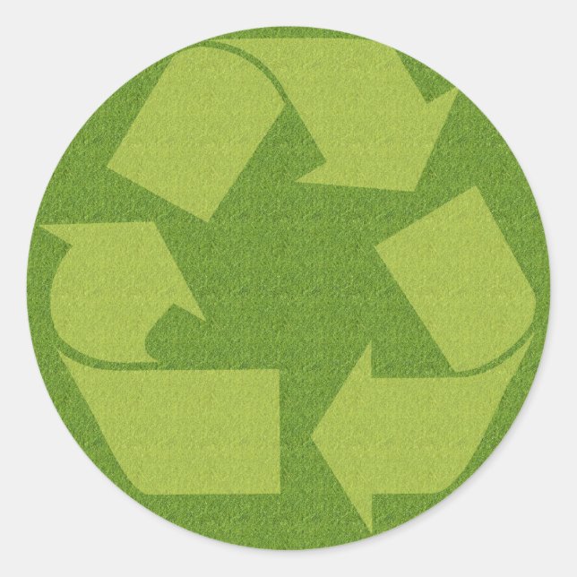 Recycle Symbol Grass Classic Round Sticker (Front)