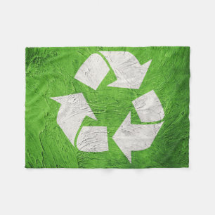 Recycle symbol on Grunge background. Green Symbol Fleece Blanket