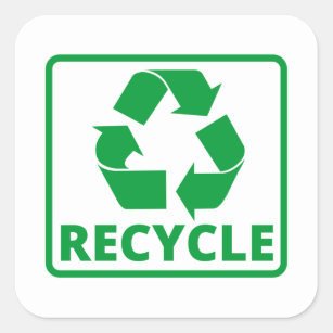  recycle symbol square sticker