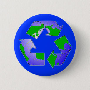 Recycle Symbol with Earth Button