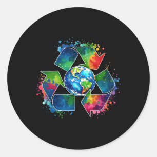 Recycle Symbol With Earth Supporting Earth Day Eve Classic Round Sticker