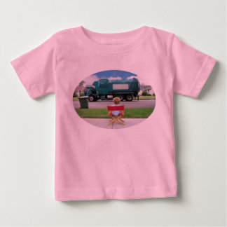 Recycle trash truck drives by with audience baby T-Shirt