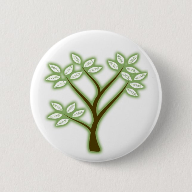 RECYCLE WORD TREE 6 CM ROUND BADGE (Front)