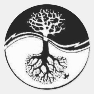 RECYCLE YIN YANG TREE CLASSIC ROUND STICKER