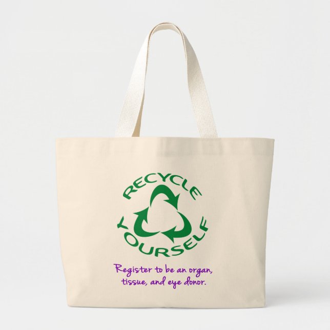 Recycle Yourself Large Tote Bag (Front)
