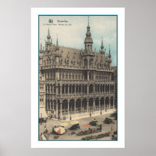 RECYCLED ART: 1900s BRUSSELS BELGIUM POSTCARD  Poster