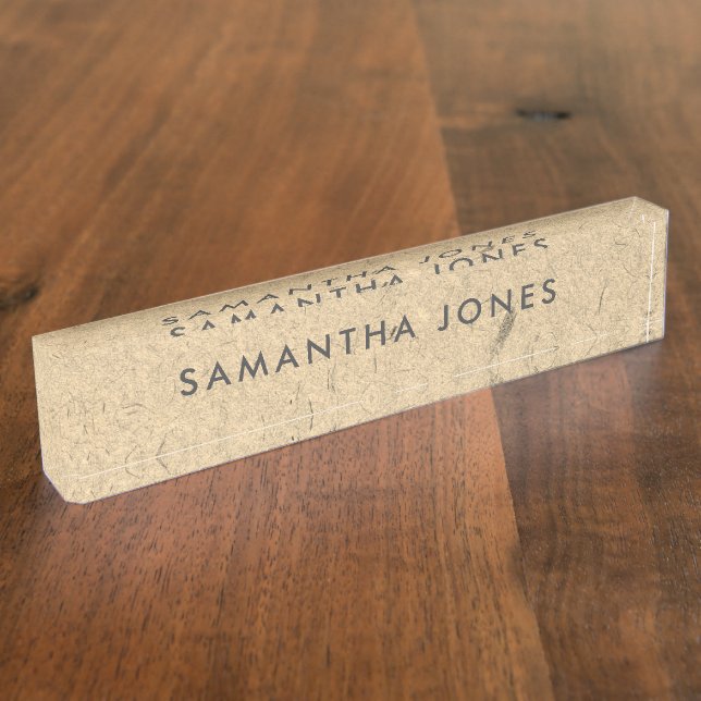 Recycled Craft Paper Classic Personalised Nameplate (Side)
