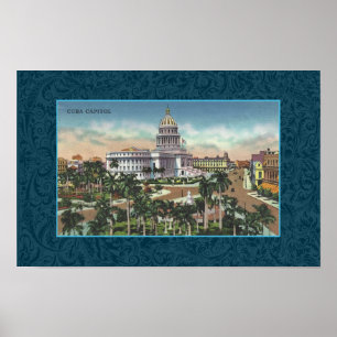 RECYCLED FINE ART 1935 HAVANA CUBA POSTCARD POSTER