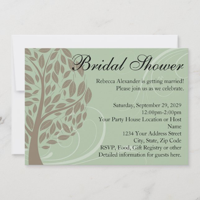 Recycled Green Eco Tree Bridal Shower Invitations (Front)