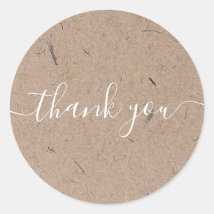 recycled kraft paper vintage Thank You Classic Round Sticker
