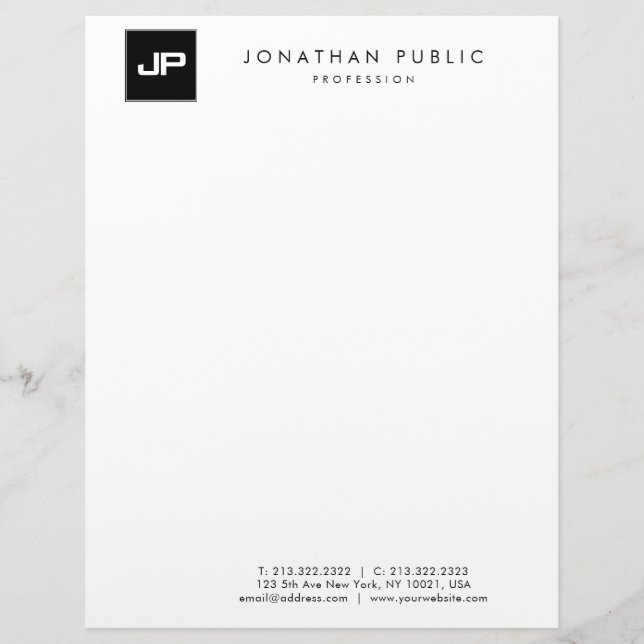 Recycled Monogram Minimalist Template Elegant Custom Letterhead (Front)