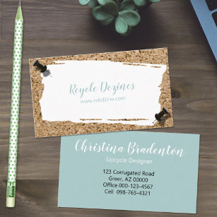 Recycled White Scrap Paper On Cork Pastel Green Business Card