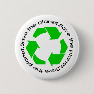 Recycling Awareness   Save the Planet Button