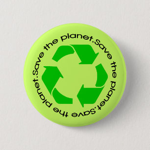 Recycling Awareness Save the Planet Button