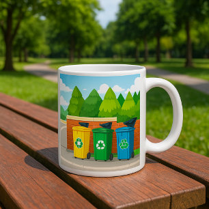 Recycling Bins Colour Coded Waste Sorting Coffee Mug
