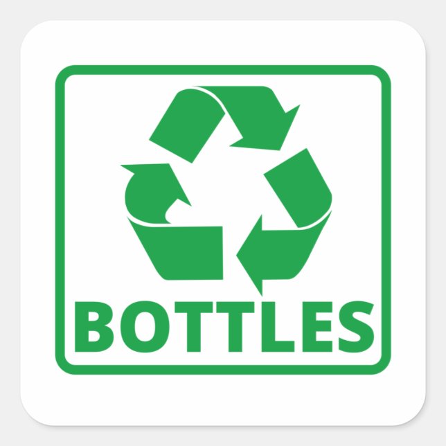 Recycling bottles sign classic  square sticker (Front)