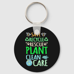 Recycling Environmentalist Recycle Earth Day Rescu Key Ring
